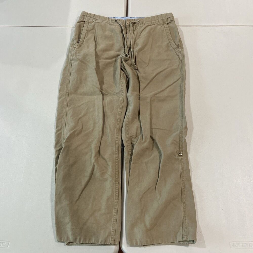 Gap Straight Mens Small  55% Linen 45% Cotton Tan Beige Baggy Drawstring